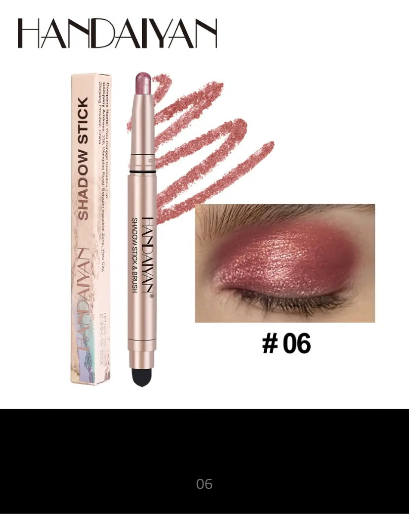 Metallic Double-head Eyeshadow Stick Diamond Shimmer Highlighter Pencil Ultra Pigmented Long Lasting Cream Eye Shadow Sponge Pen