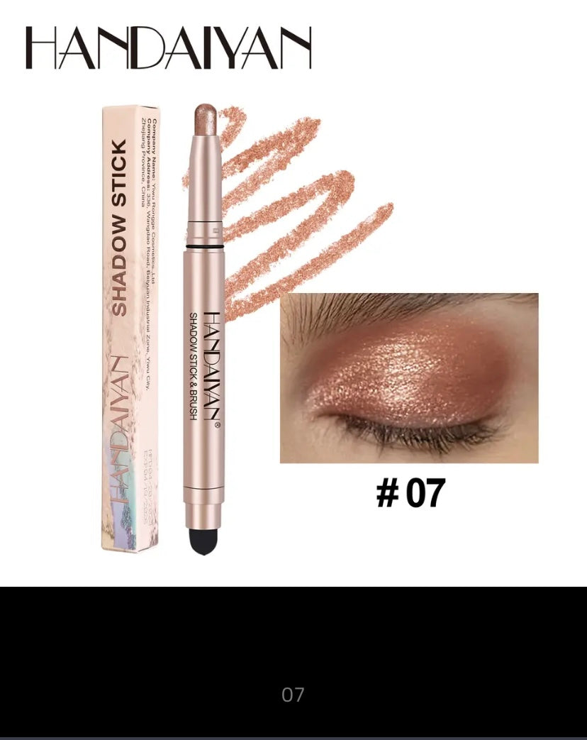 Metallic Double-head Eyeshadow Stick Diamond Shimmer Highlighter Pencil Ultra Pigmented Long Lasting Cream Eye Shadow Sponge Pen