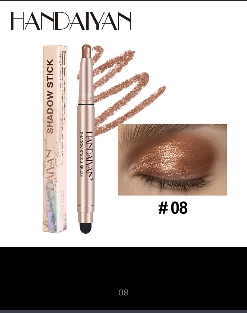 Metallic Double-head Eyeshadow Stick Diamond Shimmer Highlighter Pencil Ultra Pigmented Long Lasting Cream Eye Shadow Sponge Pen