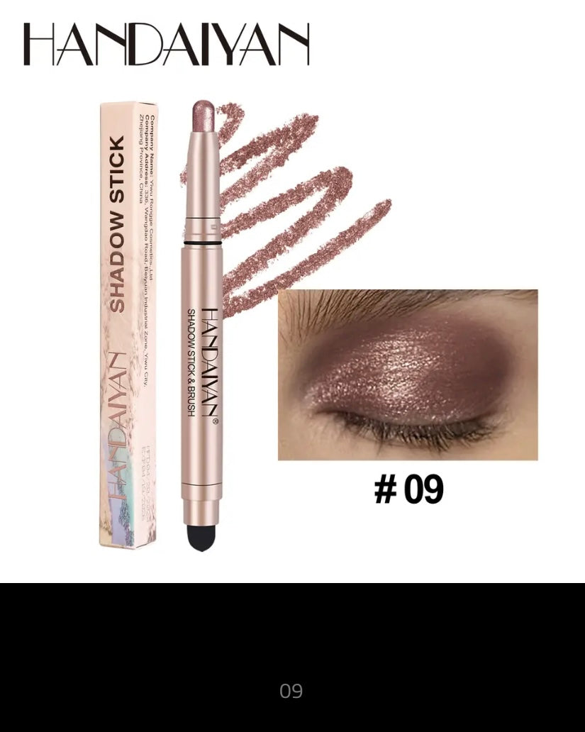 Metallic Double-head Eyeshadow Stick Diamond Shimmer Highlighter Pencil Ultra Pigmented Long Lasting Cream Eye Shadow Sponge Pen