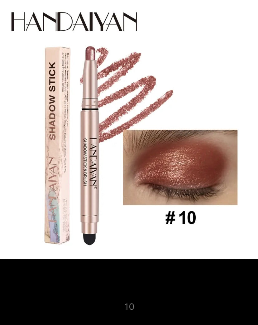 Metallic Double-head Eyeshadow Stick Diamond Shimmer Highlighter Pencil Ultra Pigmented Long Lasting Cream Eye Shadow Sponge Pen