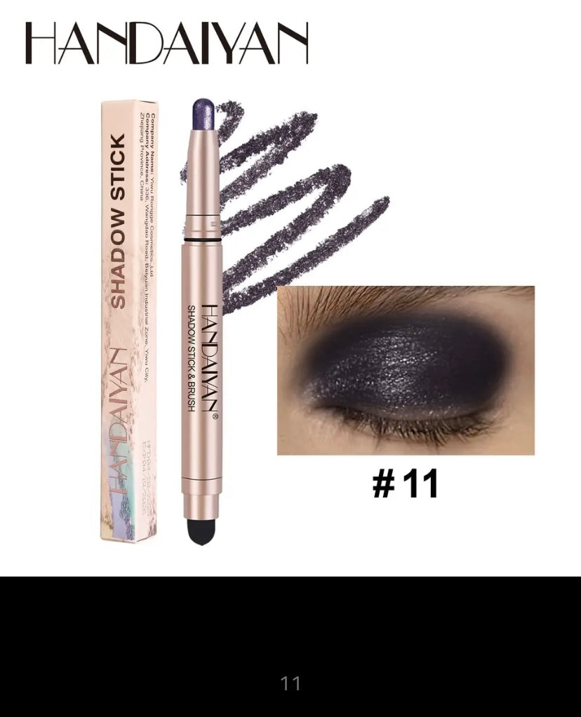 Metallic Double-head Eyeshadow Stick Diamond Shimmer Highlighter Pencil Ultra Pigmented Long Lasting Cream Eye Shadow Sponge Pen