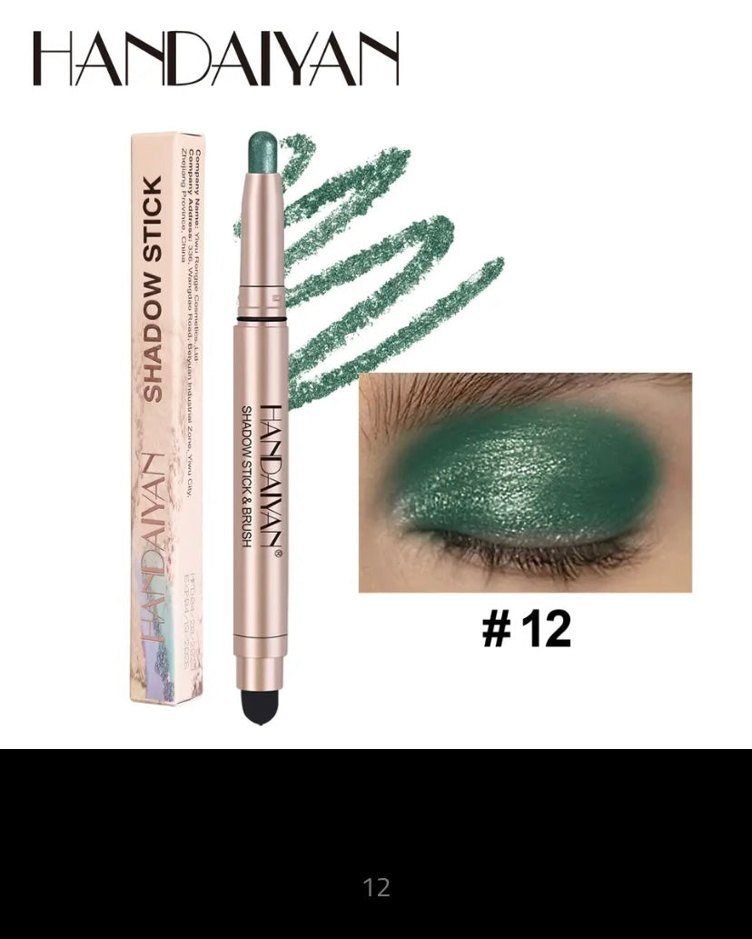 Metallic Double-head Eyeshadow Stick Diamond Shimmer Highlighter Pencil Ultra Pigmented Long Lasting Cream Eye Shadow Sponge Pen