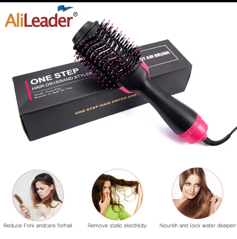 One Step Hot Air Brush for Salon, Professional Hair Dryer & Volamizer Negative Ion Generator Hair Straightener & Curler