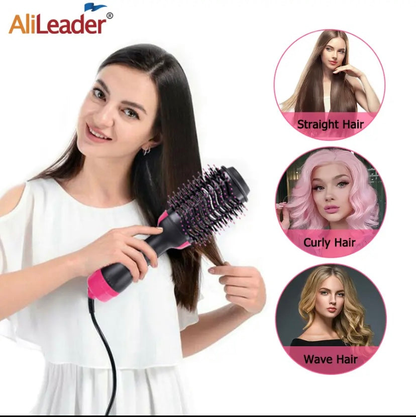One Step Hot Air Brush for Salon, Professional Hair Dryer & Volamizer Negative Ion Generator Hair Straightener & Curler