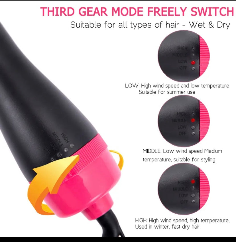 One Step Hot Air Brush for Salon, Professional Hair Dryer & Volamizer Negative Ion Generator Hair Straightener & Curler