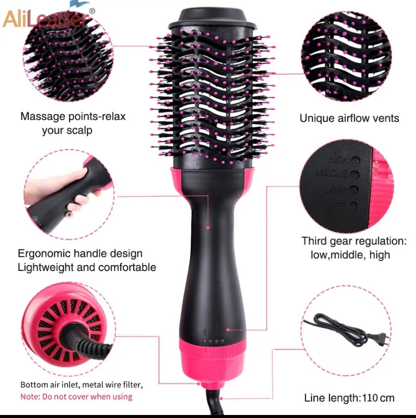 One Step Hot Air Brush for Salon, Professional Hair Dryer & Volamizer Negative Ion Generator Hair Straightener & Curler