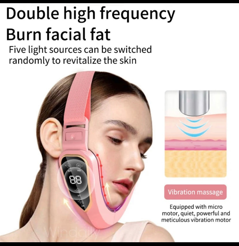 LED Photon Therapy Facial Lifting Device, Slimming, Vibration, Massager, Heated, Double Chin, V Face