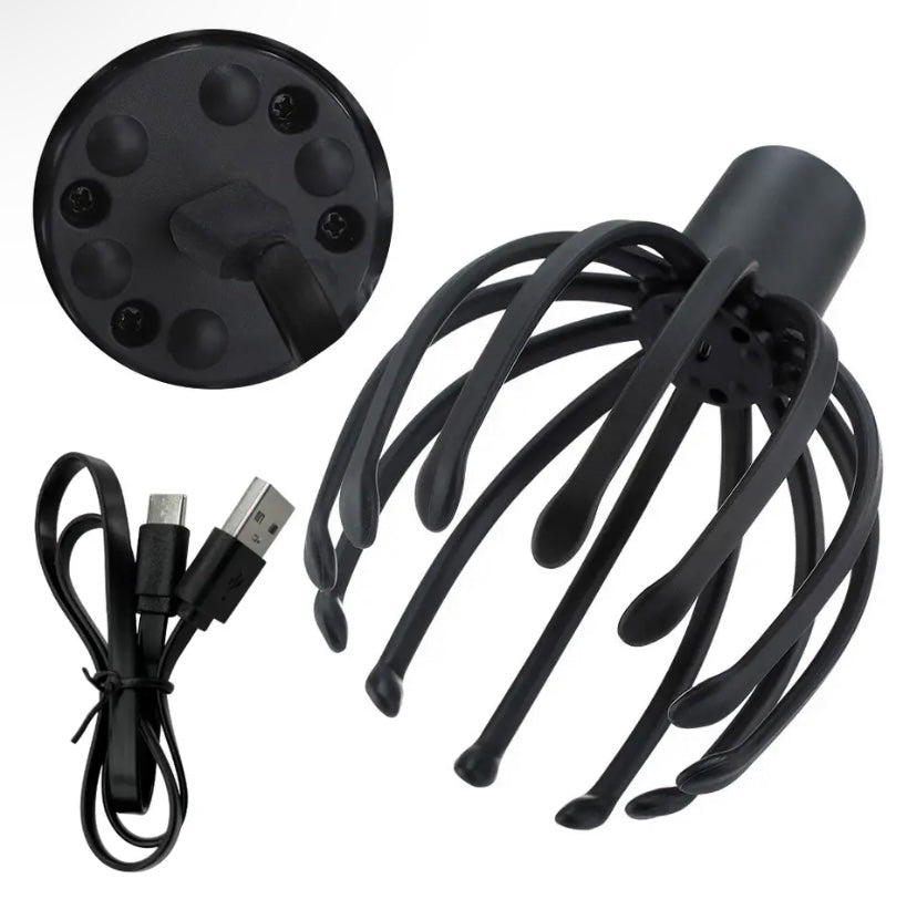 Electric Head Massager with Three Gears 12 TPE Massage Grippers Head Massage Rechargeable USB Device
