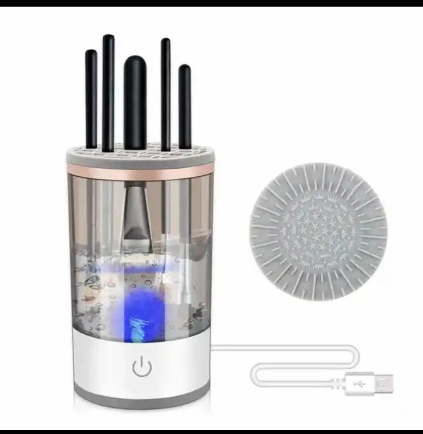 Electric Makeup Brush Cleaner, Automatic Spinner, Holder, Women Lazy Cleaning Brush Washer, Quick Dry Tool, 3 in 1
