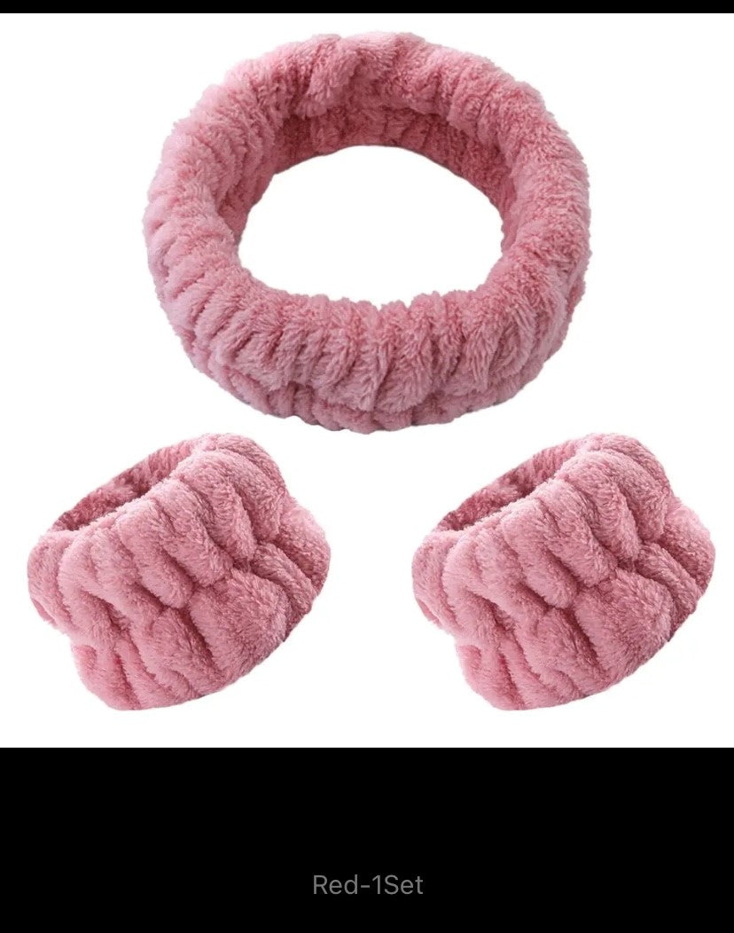 Face Wash Wristband Set for Women, Absorbent Waterproof Headband, Makeup Hair Bands