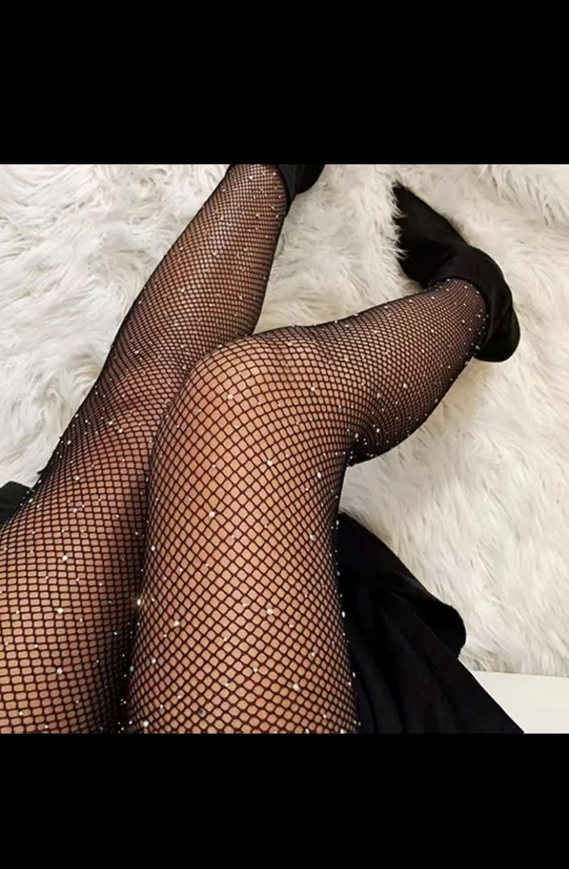 2024 Sommer Fisch netz Diamant Strumpfhosen für Frauen sexy Mode glänzende Netz Strumpfhosen weibliche schlanke Strass Mesh Nylon Strümpfe Strumpfhosen