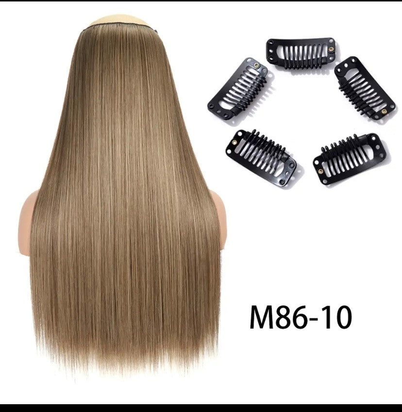 Synthetische Lange Gerade Clip In Einem Stück Haar Verlängerung 5 Clips Falsche Blonde Haar Braun Schwarz Wärme Beständig Gefälschte Haar