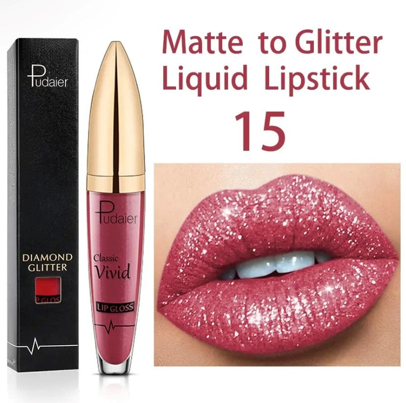 Waterproof Long Lasting Lip Gloss Diamond Matte to Shiny Shiny Shiny Liquid Lipstick Women Lip Makeup Cosmetic