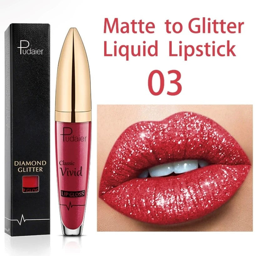 Waterproof Long Lasting Lip Gloss Diamond Matte to Shiny Shiny Shiny Liquid Lipstick Women Lip Makeup Cosmetic