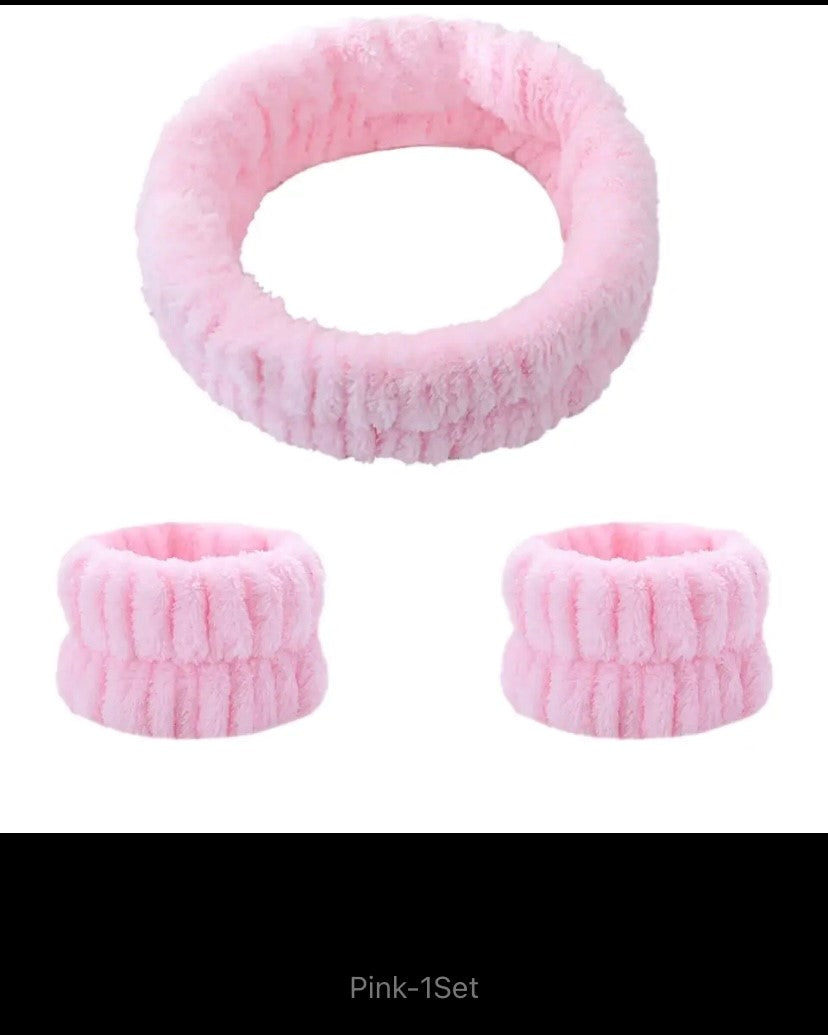 Face Wash Wristband Set for Women, Absorbent Waterproof Headband, Makeup Hair Bands
