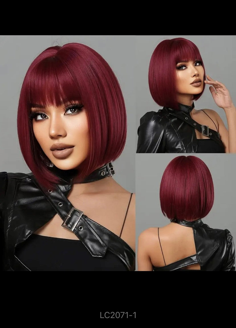 Honey brown short bob wig with breakout Heat resistant synthetic wig, elegant look