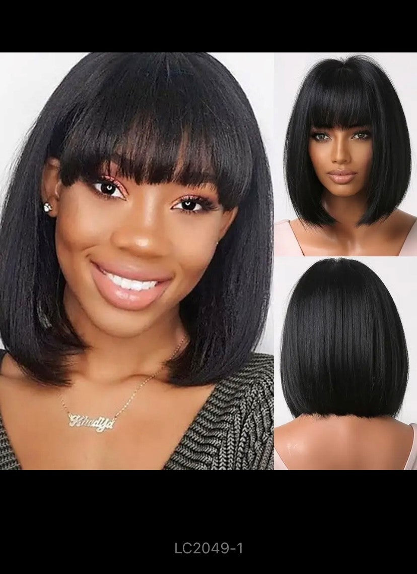 Honey brown short bob wig with breakout Heat resistant synthetic wig, elegant look