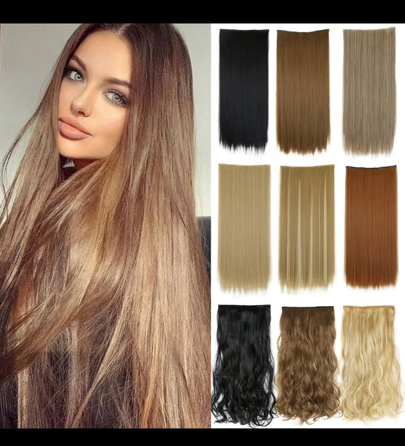 Synthetische Lange Gerade Clip In Einem Stück Haar Verlängerung 5 Clips Falsche Blonde Haar Braun Schwarz Wärme Beständig Gefälschte Haar
