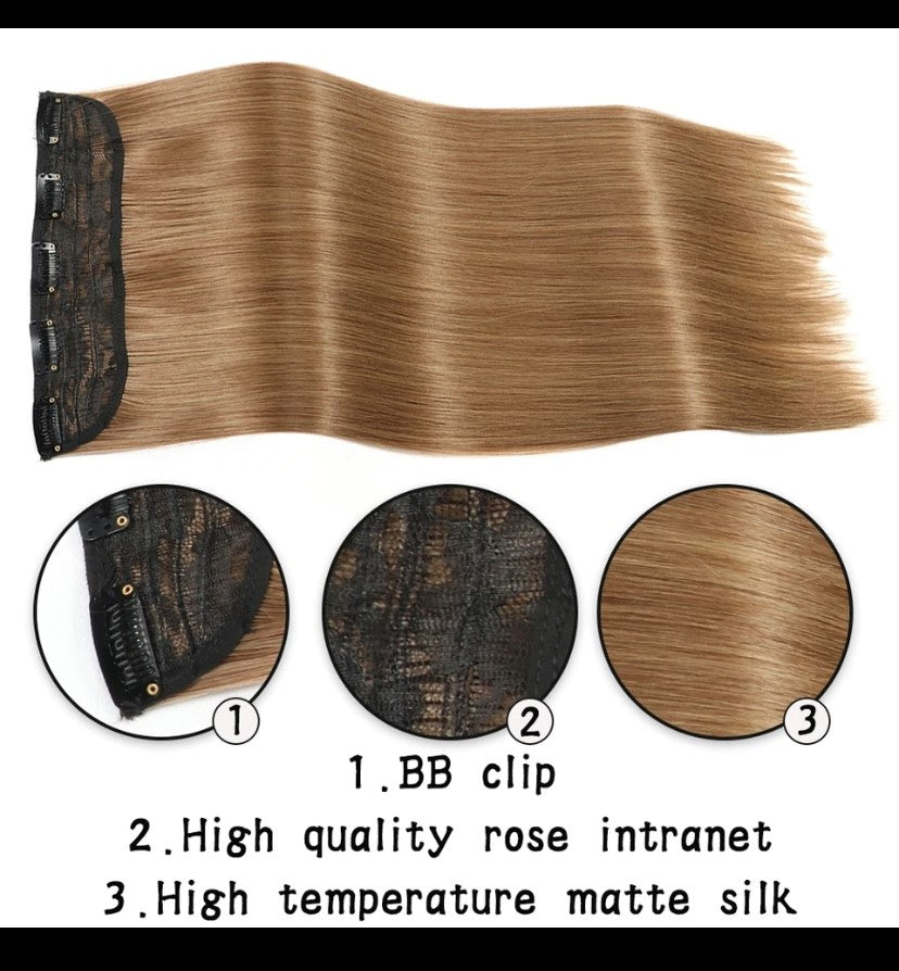 Synthetische Lange Gerade Clip In Einem Stück Haar Verlängerung 5 Clips Falsche Blonde Haar Braun Schwarz Wärme Beständig Gefälschte Haar