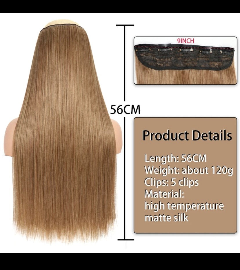 Synthetische Lange Gerade Clip In Einem Stück Haar Verlängerung 5 Clips Falsche Blonde Haar Braun Schwarz Wärme Beständig Gefälschte Haar