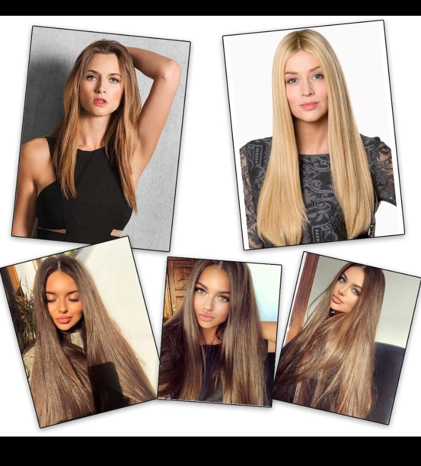 Synthetische Lange Gerade Clip In Einem Stück Haar Verlängerung 5 Clips Falsche Blonde Haar Braun Schwarz Wärme Beständig Gefälschte Haar