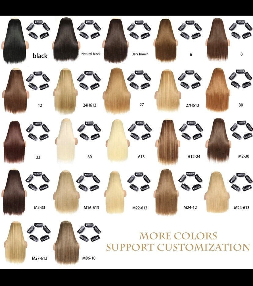 Synthetische Lange Gerade Clip In Einem Stück Haar Verlängerung 5 Clips Falsche Blonde Haar Braun Schwarz Wärme Beständig Gefälschte Haar