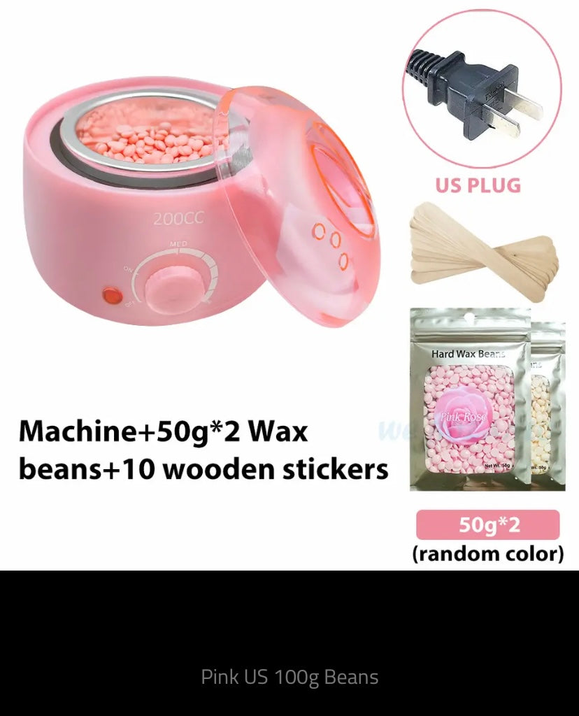 200cc Wax Warmer Hair Removal Machine for Hand Body Hair Removal Spa Paraffin Wax Pot + Wood Sticks + Wax Beans 