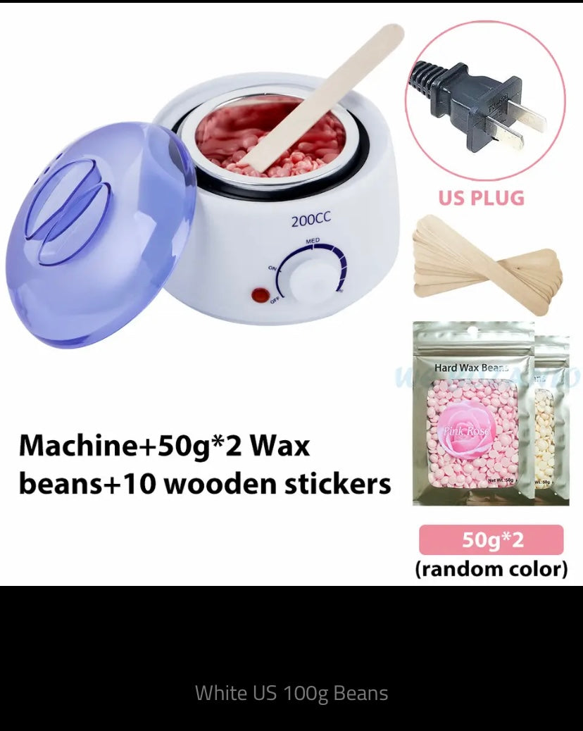 200cc Wax Warmer Hair Removal Machine for Hand Body Hair Removal Spa Paraffin Wax Pot + Wood Sticks + Wax Beans