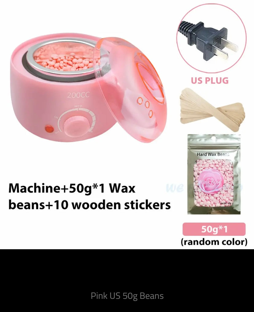 200cc Wax Warmer Hair Removal Machine for Hand Body Hair Removal Spa Paraffin Wax Pot + Wood Sticks + Wax Beans