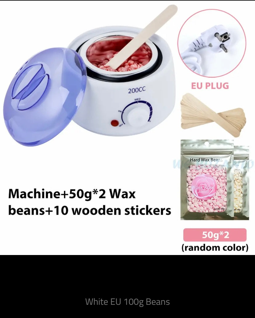 200cc Wax Warmer Hair Removal Machine for Hand Body Hair Removal Spa Paraffin Wax Pot + Wood Sticks + Wax Beans