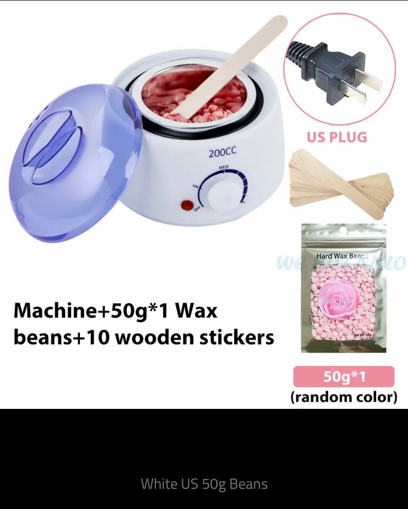 200cc Wax Warmer Hair Removal Machine for Hand Body Hair Removal Spa Paraffin Wax Pot + Wood Sticks + Wax Beans