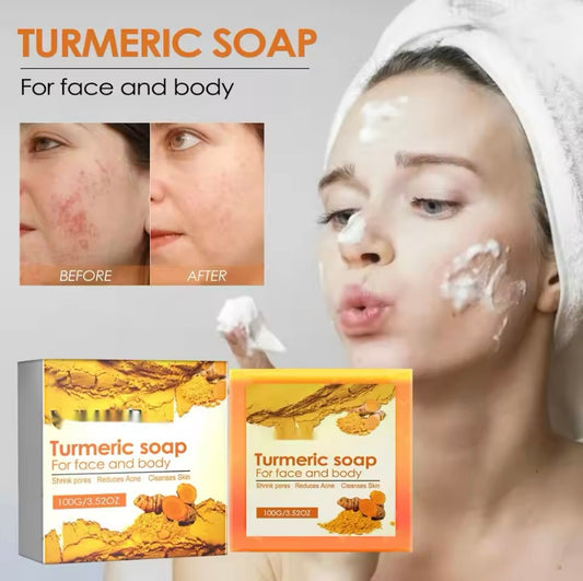 Turmeric Soap Deep Pore Cleansing Moisturizing Hydrating Facial Skin Oil Control Refreshing