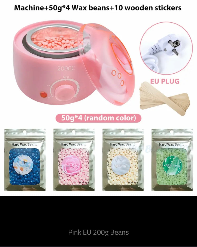 200cc Wax Warmer Hair Removal Machine for Hand Body Hair Removal Spa Paraffin Wax Pot + Wood Sticks + Wax Beans