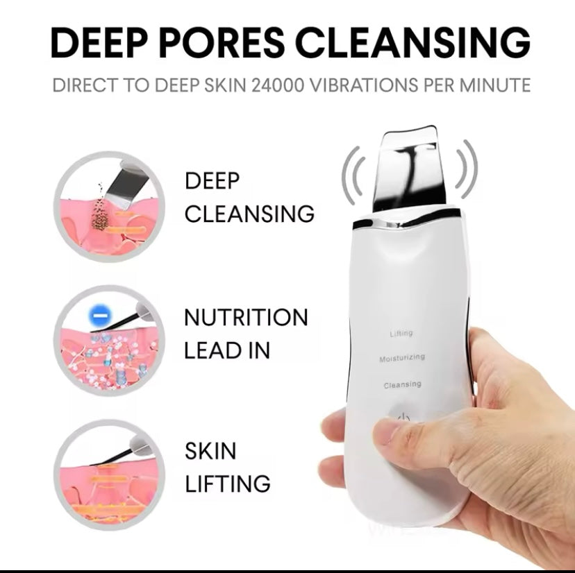 Face Skin Scrubber Deep Cleaning Vibration Massage Facial Cleaner Shovel Spatula Peeling Blackhead Remover Pore Skin Care Tool