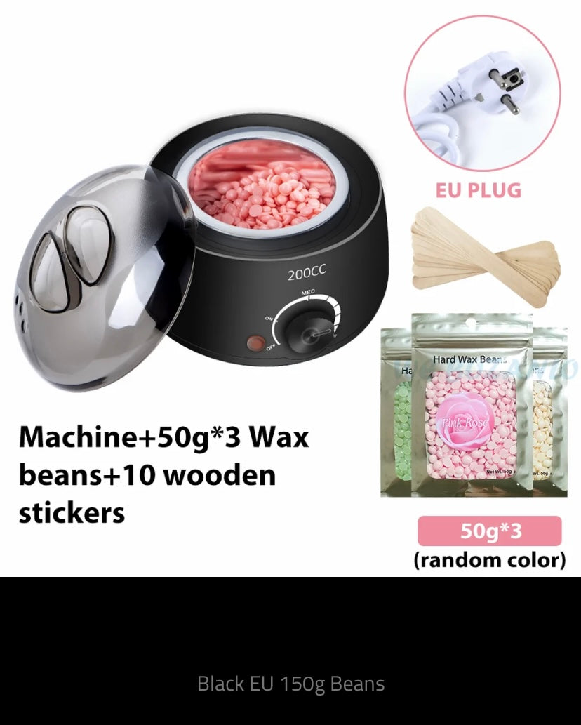 200cc Wax Warmer Hair Removal Machine for Hand Body Hair Removal Spa Paraffin Wax Pot + Wood Sticks + Wax Beans