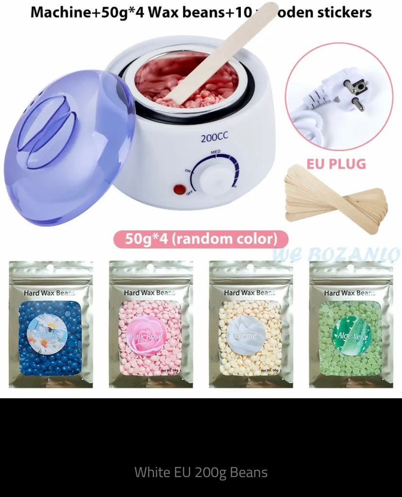 200cc Wax Warmer Hair Removal Machine for Hand Body Hair Removal Spa Paraffin Wax Pot + Wood Sticks + Wax Beans