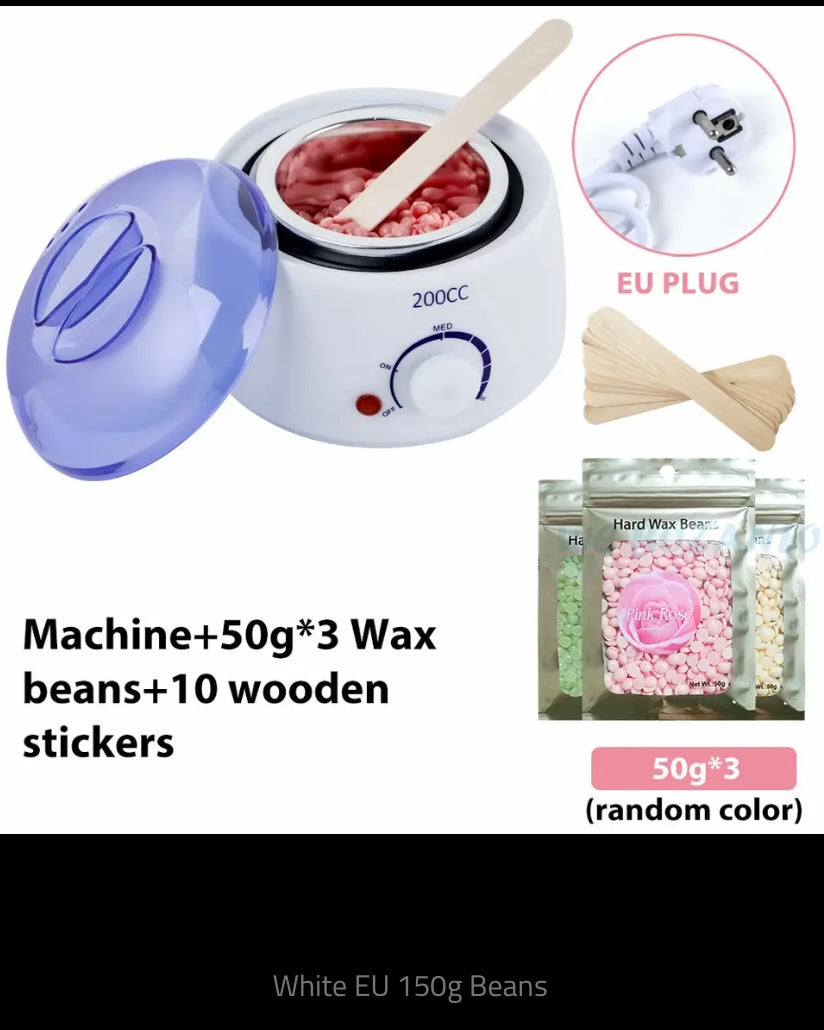 200cc Wax Warmer Hair Removal Machine for Hand Body Hair Removal Spa Paraffin Wax Pot + Wood Sticks + Wax Beans