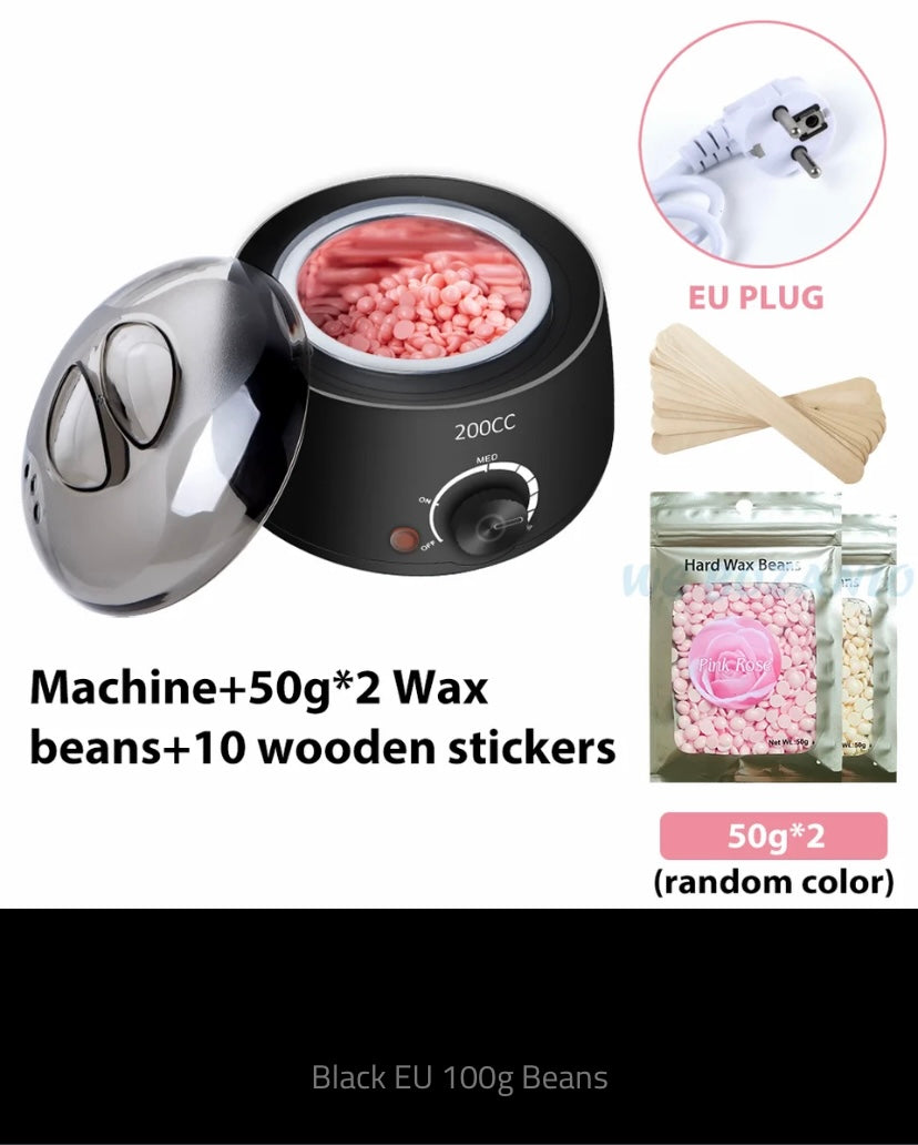 200cc Wax Warmer Hair Removal Machine for Hand Body Hair Removal Spa Paraffin Wax Pot + Wood Sticks + Wax Beans