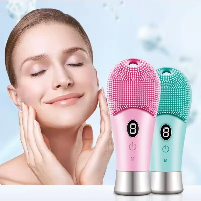 9 Gears Electric Sonic Skin Scrubber Rechargeable Silicone High Frequency Spinning Sonic Cleaner