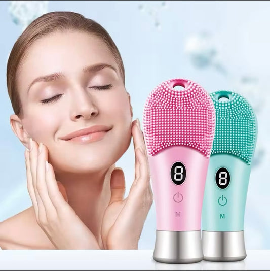 9 Gears Electric Sonic Skin Scrubber Rechargeable Silicone High Frequency Spinning Sonic Cleaner