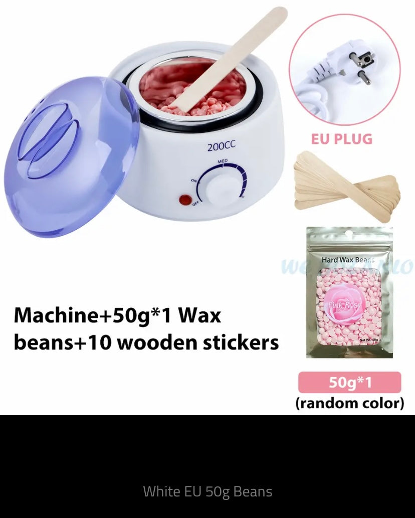 200cc Wax Warmer Hair Removal Machine for Hand Body Hair Removal Spa Paraffin Wax Pot + Wood Sticks + Wax Beans 