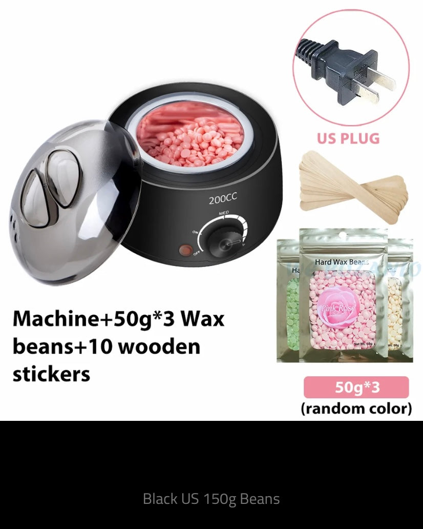 200cc Wax Warmer Hair Removal Machine for Hand Body Hair Removal Spa Paraffin Wax Pot + Wood Sticks + Wax Beans 