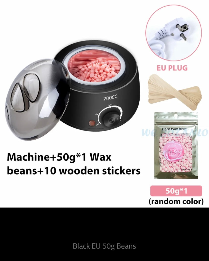 200cc Wax Warmer Hair Removal Machine for Hand Body Hair Removal Spa Paraffin Wax Pot + Wood Sticks + Wax Beans