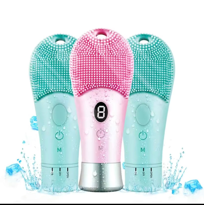 9 Gears Electric Sonic Skin Scrubber Rechargeable Silicone High Frequency Spinning Sonic Cleaner