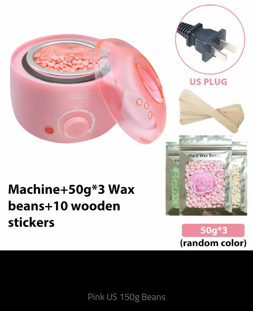 200cc Wax Warmer Hair Removal Machine for Hand Body Hair Removal Spa Paraffin Wax Pot + Wood Sticks + Wax Beans 