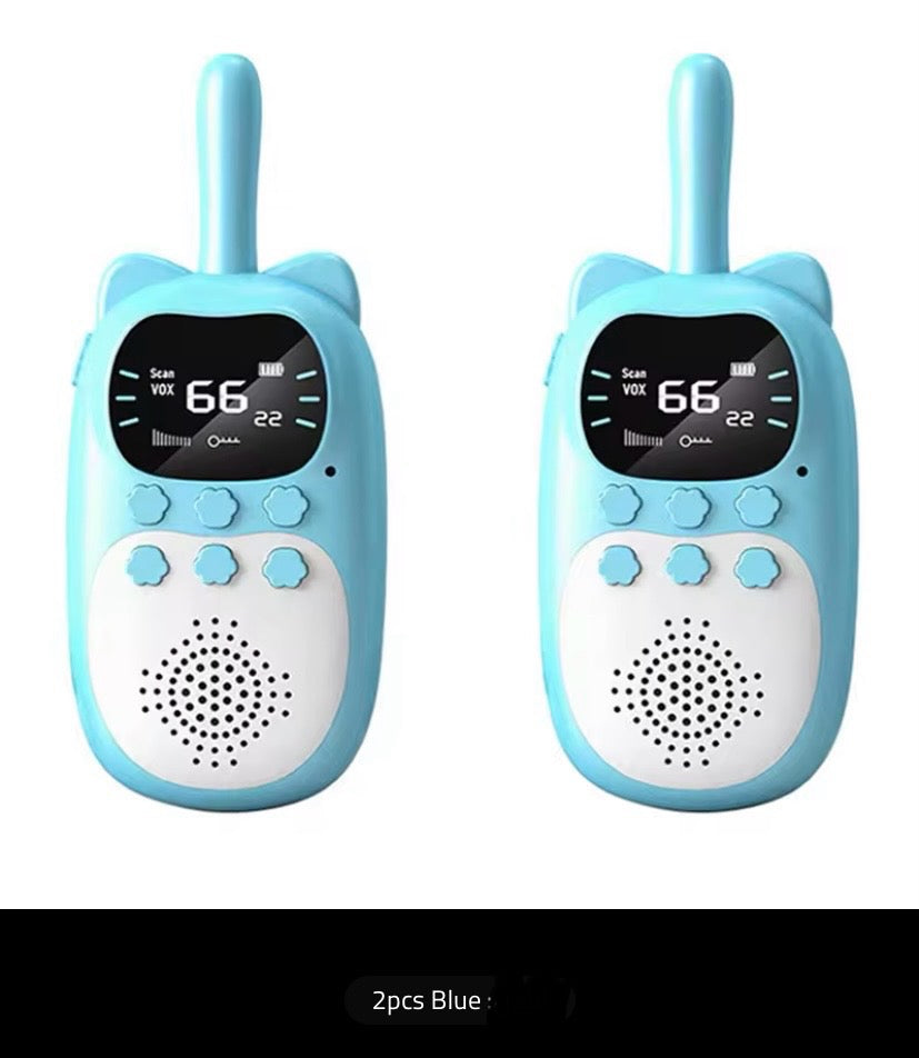 2 stücke Kinder Walkie Talkie Wiederaufladbare 1000 mAh Handheld 0,5 W 3 KM Radio Transceiver Sprechanlage für Kinder Spielzeug geburtstag Geschenke