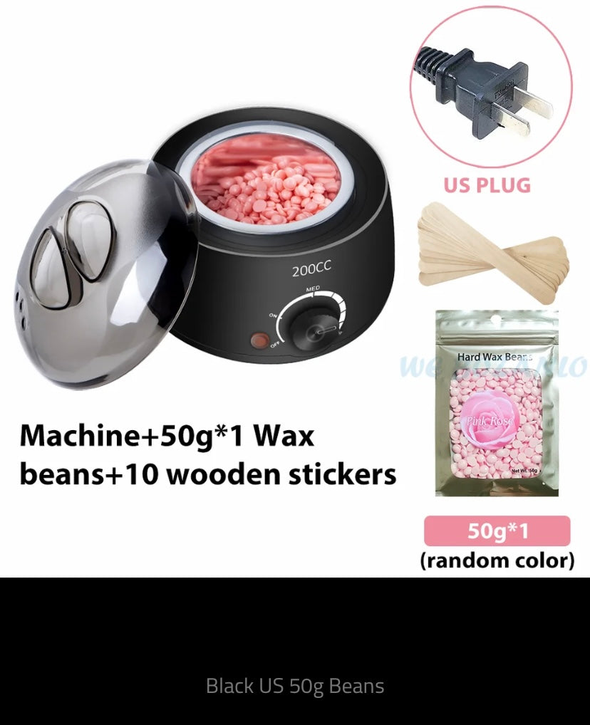 200cc Wax Warmer Hair Removal Machine for Hand Body Hair Removal Spa Paraffin Wax Pot + Wood Sticks + Wax Beans 