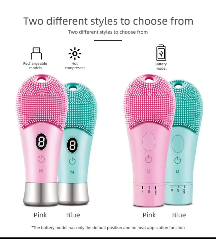 9 Gears Electric Sonic Skin Scrubber Rechargeable Silicone High Frequency Spinning Sonic Cleaner