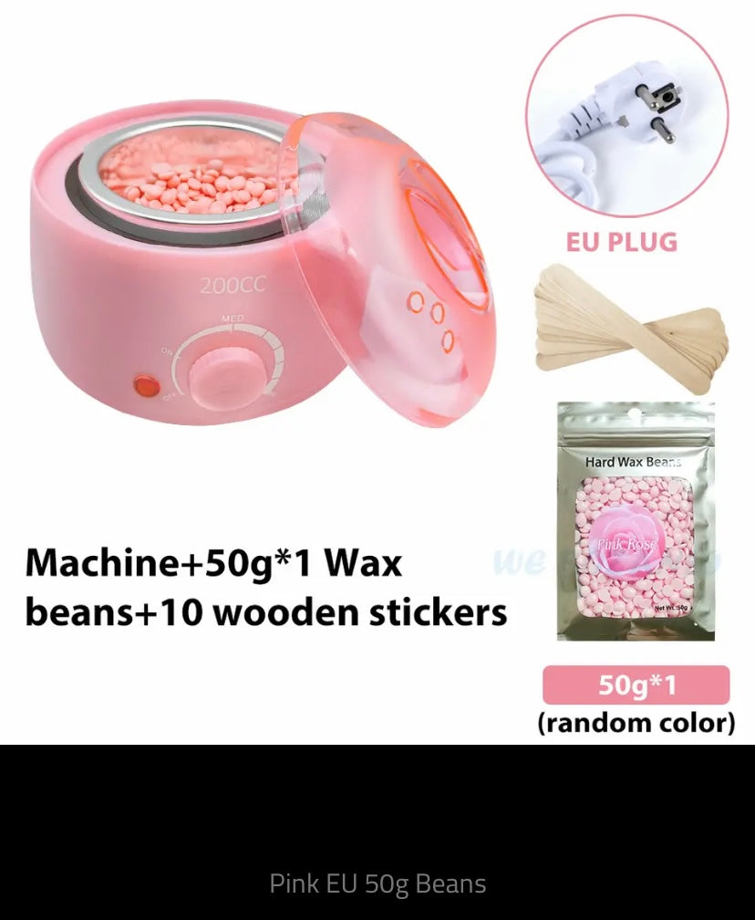 200cc Wax Warmer Hair Removal Machine for Hand Body Hair Removal Spa Paraffin Wax Pot + Wood Sticks + Wax Beans 